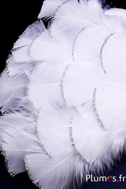 Dinde avec paillettes argentées - 6-8 cm - blanc